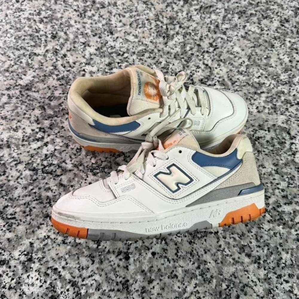 New Balance 550 White Mercury Blue Youth 6 (Women's 7.5) GSB550WB